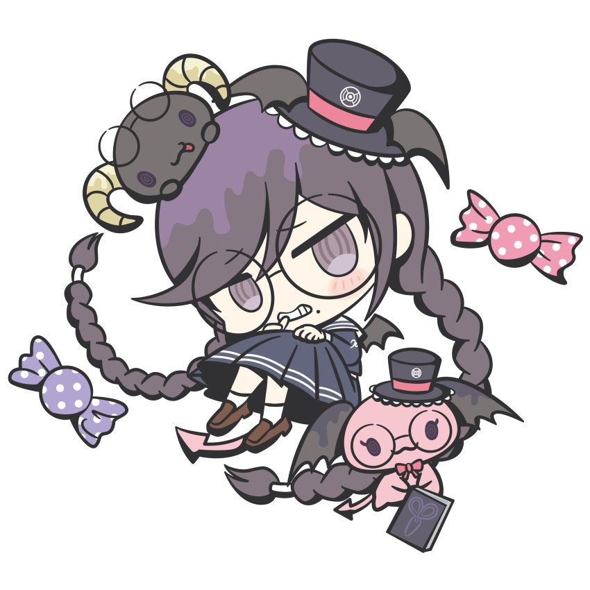 2021 :3 absurd_res alpha_channel barefoot beauty_mark berry_(lloromannic) big_eyes big_glasses big_head black_body black_skin book bow_ribbon bow_tie candy carrying cherry_(lloromannic) chibi clothed clothing cosplay crossover danganronpa demon dessert detailed dress earless eyelashes eyewear eyewear_on_head featureless_crotch feet food footwear glasses glasses_on_head glistening glistening_eyes grey_wings hair hair_braid half-closed_eyes happy hat head_tilt head_wings headgear headwear hi_res holding_book holding_object horn human lloromannic long_hair long_tail looking_at_viewer lying mammal membrane_(anatomy) membranous_wings multicolored_hair multicolored_wings narrowed_eyes noseless not_furry nude o_o official_art on_front on_head on_top owo pigtails pink_body pink_skin pink_tail pose purple_eyes purple_hair red_tongue round_ears round_head sanrio school_uniform scissors shadow shoes simple_background simple_eyes sitting size_difference smile smiling_at_viewer socks spade_tail tan_body tan_ears tan_skin toko_fukawa tongue tongue_out toony top_hat transparent_background two_tone_hair two_tone_wings uniform wide_eyed wings