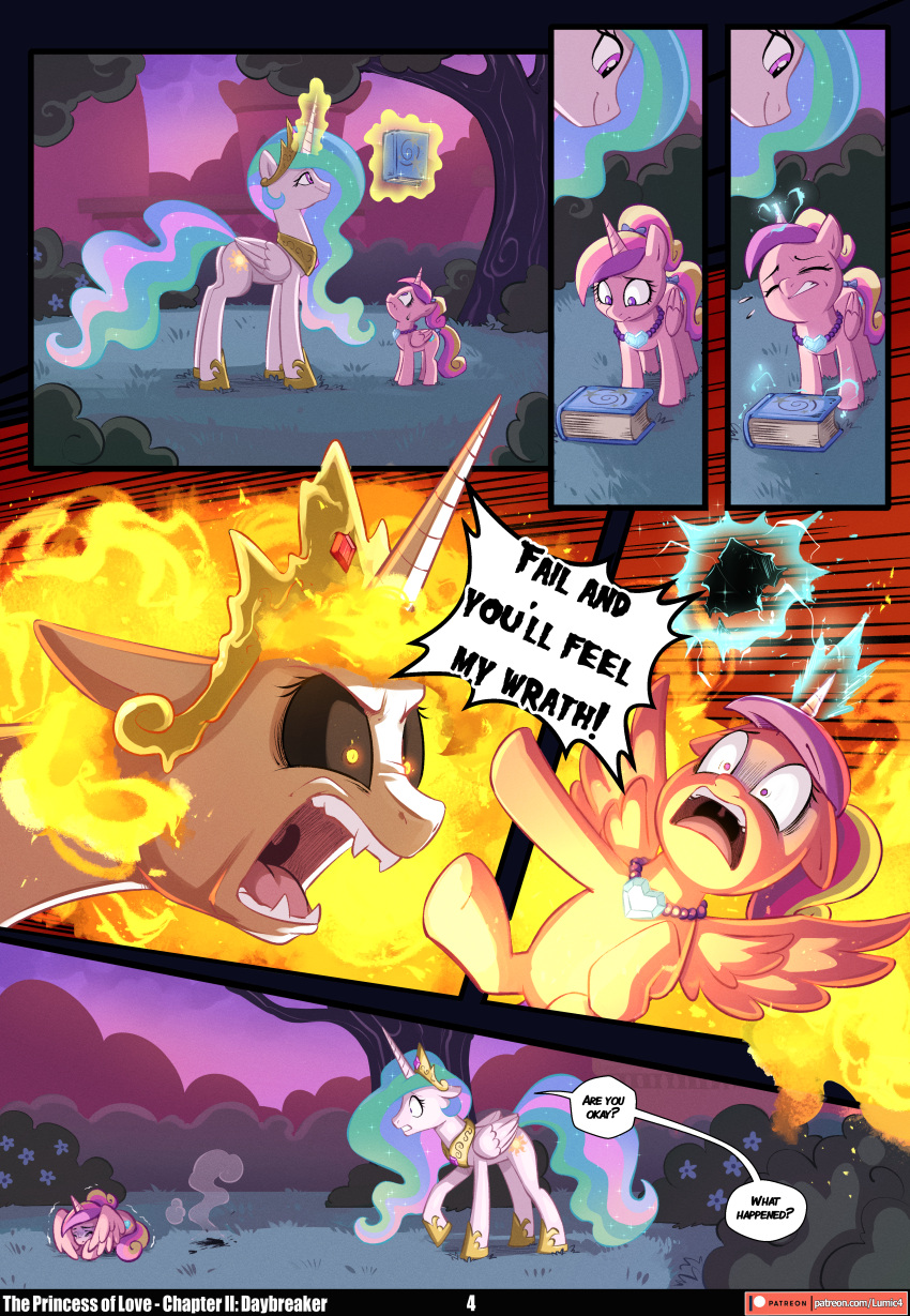 absurd_res adopted_(lore) adopted_daughter_(lore) adoptive_mother_(lore) age_difference angry ashes ashes_(object) asura-00 bipolar blue_blush blue_glow blue_light blue_lighting blush book canterlot chilllum concern cowering crown crystal crystal_necklace cutie_mark daybreaker_(mlp) destroyed dialogue duo ears_down ears_up english_text equid equine eyes_closed feathers female feral fire flaming_hair flaming_mane flower folded_wings friendship_is_magic glowing glowing_horn hair hasbro headgear heart_symbol hi_res hooves horn jewelry levitating levitating_object light long_horn looking_down looking_up magic mammal mane multicolored_hair multicolored_mane multicolored_tail my_little_pony mythological_creature mythological_equine mythology necklace older_female orange_glow outside pivoted_ears plant princess_cadance_(mlp) princess_celestia_(mlp) pseudo_hair pseudo_mane raised_hoof raised_leg regalia scared scorch_mark sharp_teeth shrub sky smile smoke spread_wings standing straining student tail teacher teacher_and_student teaching teeth text transformation tree wide_eyed winged_unicorn wings yelling yelling_at_another younger_female