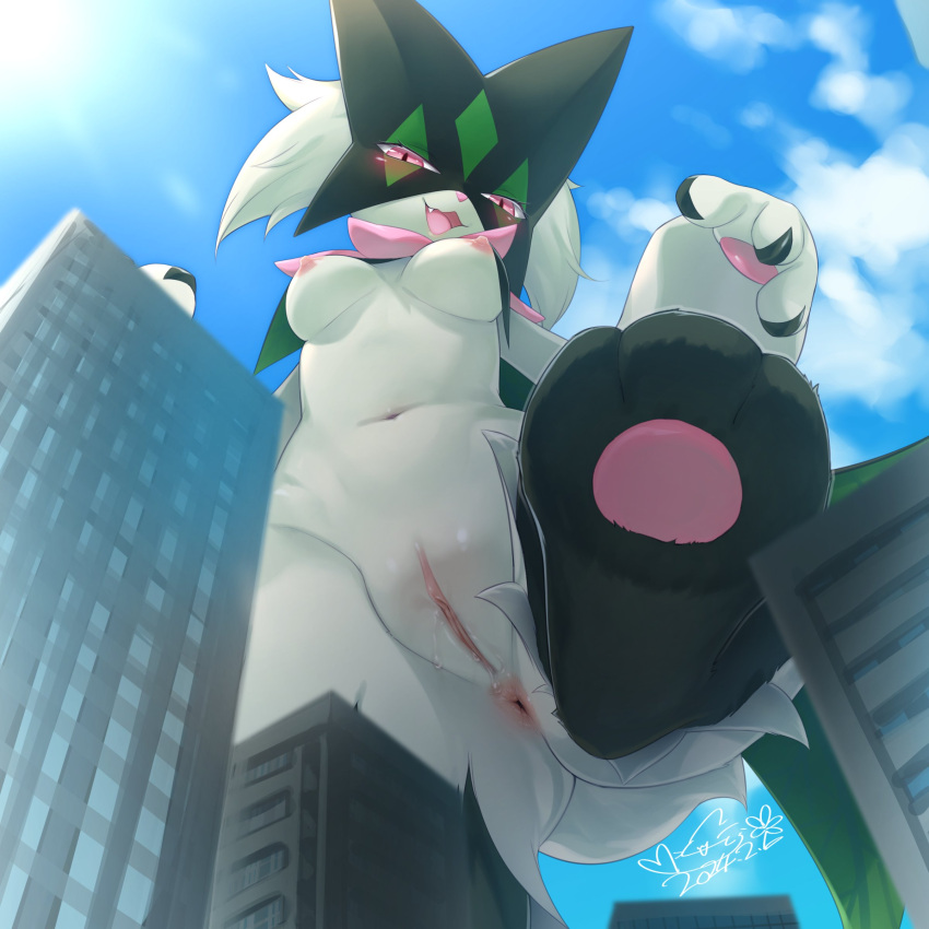 absurd_res building cotora female generation_9_pokemon hi_res macro meowscarada nintendo pokemon pokemon_(species) solo