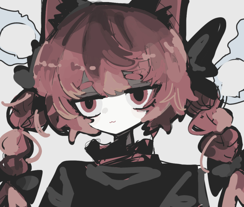 1girl animal_ears bow braid cat_ears extra_ears flaming_skull floating_skull hair_bow kaenbyou_rin nekomata red_eyes red_hair rta_(rta_6904) skull solo touhou upper_body white_background