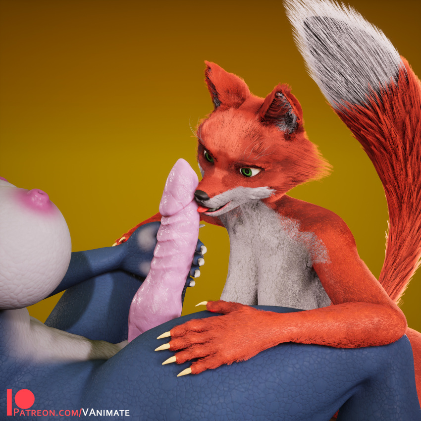 anthro bad_dragon canid canine dragon female feral fox foxy_(disambiguation) game_(disambiguation) herm hi_res intersex intersex/female kairi licking mammal tongue tongue_out vanimate vanimateapp