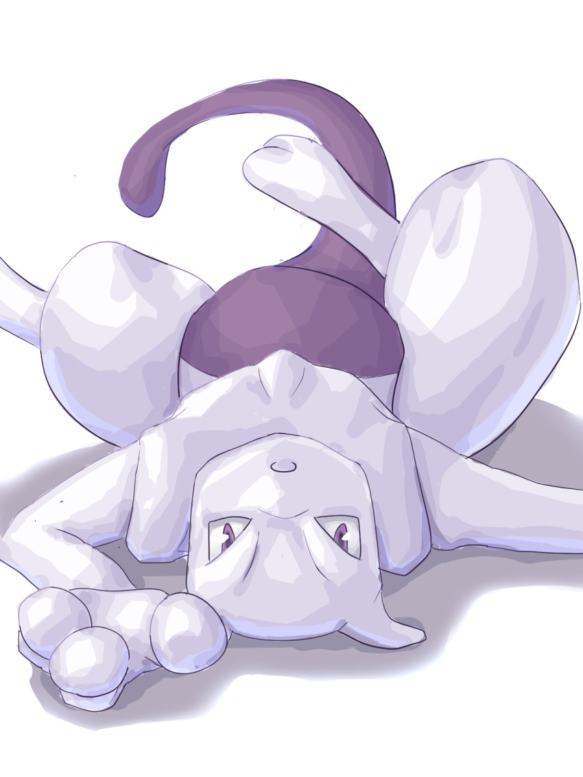 3:4 anthro belly curvaceous curvy_figure engawa1001 feet generation_1_pokemon hi_res legendary_pokemon lying male mewtwo nintendo on_back open_mouth pokemon pokemon_(species) resting solo thick_thighs video_games voluptuous wide_hips