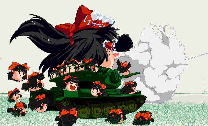 dosuyukkuri female hakurei_reimu military_vehicle tank touhou yukkuri_reimu yukkuri_shiteitte_ne