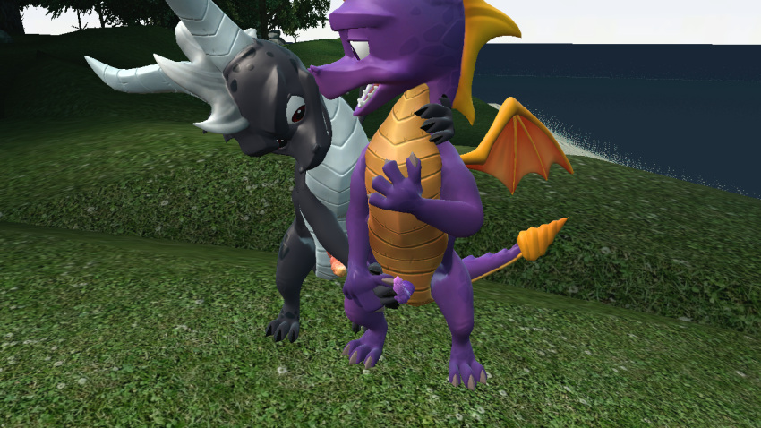 activision dark_body dark_spyro dragon drakeledragon duo erection escape feral follow following genitals hand_on_hand hand_on_penis male male/male membrane_(anatomy) membranous_wings penis purple_body purple_eyes purple_penis red_eyes red_penis running smile spyro spyro_the_dragon stuck touching_penis trapped video_games wings