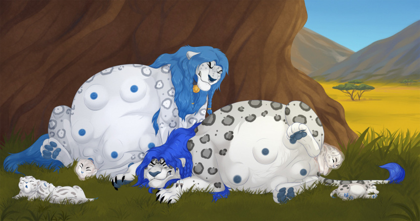 anthro birth birthing_pains blue_hair breasts duo felid female girrominox hair herm hybrid intersex intersex/female intersex/intersex intersex/male leopard lion malaika malaika4 male male/male maleherm mammal multi_breast pantherine pregnant pregnant_male zuberi zuberi_khaldun