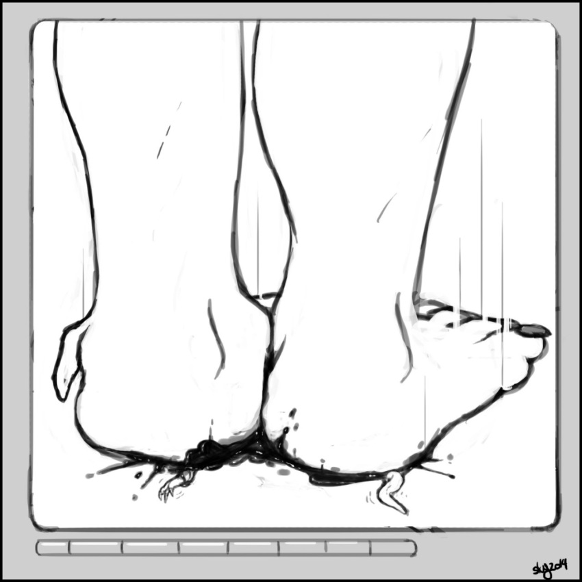 1:1 5_toes ahastar ambiguous_gender barefoot blood bodily_fluids crush dearth death deinonychus digital_media_(artwork) dinosaur dromaeosaurid excessive_blood feet foot_crush foot_focus gore greyscale herm_(lore) hi_res humanoid_feet micro monochrome nonbinary_(lore) reptile scalie shira_frozenmoon signature slug_(artist) snuff sovrim_terraquian theropod toes torture