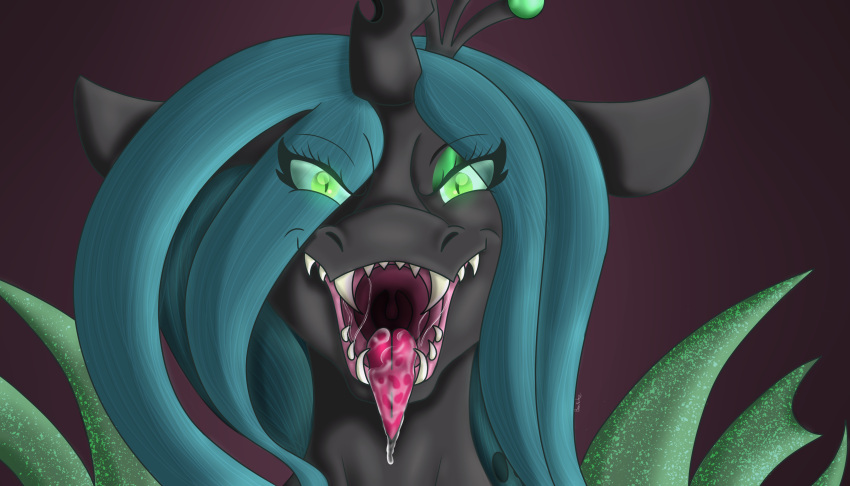 absurd_res arthropod beatricethecow bodily_fluids changeling changeling_queen drooling fangs female feral friendship_is_magic hasbro hi_res my_little_pony oral_vore queen_chrysalis_(mlp) saliva solo vore