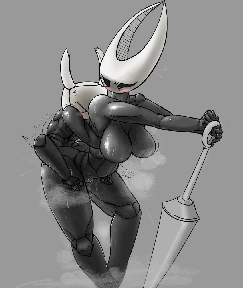 abdominal_bulge absurd_res anal anal_penetration animal_humanoid anthro arthropod arthropod_humanoid balls_deep big_breasts blush bodily_fluids breasts duo embrace female from_behind_position genital_fluids genitals glistening glistening_body hi_res hollow_knight hornet_(hollow_knight) hug humanoid male male/female mounting partb_(artist) penetration protagonist_(hollow_knight) pussy pussy_juice sex size_difference small_dom_big_sub standing standing_sex sweat sweatdrop team_cherry vessel_(species) video_games wide_hips