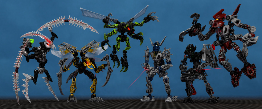 2020 3d_(artwork) absurd_res ambiguous_gender armor arthropod bionicle biped bitil black_body blue_background blue_body claws digital_media_(artwork) fingers gali glowing glowing_eyes gorast green_body green_eyes group gun handgun headgear hi_res holding_object holding_weapon humanoid insect insect_wings krika laser_scope laser_sight lego machine makuta mandibles markings mask melee_weapon monster multi_arm multi_limb multicolored_body onua pointed_feet ranged_weapon red_eyes red_markings robot robot_humanoid shoulder_cannon simple_background spikes spikes_(anatomy) standing tahu toa toe_claws two_tone_body vrahno weapon weapon_on_shoulder white_body wings yellow_eyes