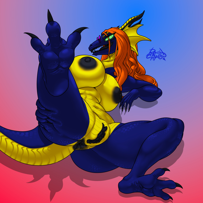 1:1 3_toes absurd_res anthro anus aquatic_dragon areola belly big_areola big_breasts big_butt big_nipples black_anus black_areola black_nipples black_pussy_juice blue_body blue_scales bodily_fluids breasts butt camel_toe claws colored_pussy_juice digital_drawing_(artwork) digital_media_(artwork) dragon eyewear feet female fin foot_focus frill_(anatomy) genital_fluids genital_outline genitals glasses glowing glowing_eyes green_eyes green_glow green_sclera hair hand_on_leg head_crest head_fin head_frill hi_res horn huge_areola huge_breasts huge_butt long_hair long_tail looking_at_viewer marine multicolored_body navel nipples nude open_mouth pussy pussy_juice raised_leg rashchaos red_hair scales scalie shadow sharp_teeth solo teeth thick_thighs thick_tights toes two_tone_body unusual_bodily_fluids unusual_genital_fluids unusual_pussy_juice wide_hips yellow_body yellow_scales
