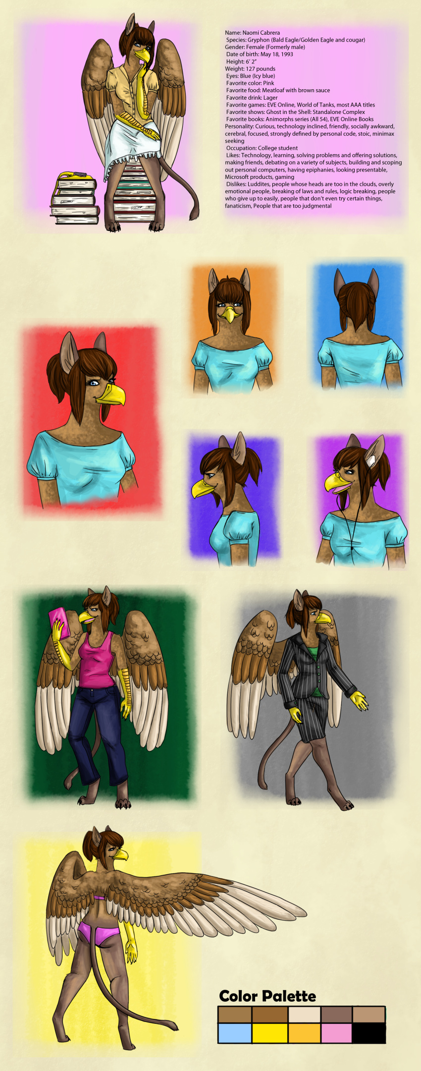 absurd_res anthro avian bird burd female gryphon hi_res model_sheet mythological_avian mythology naomi wings