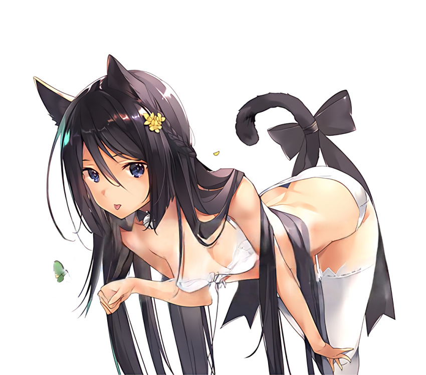 animal_ears cat_ears cat_tail himuraki_mizuha memories_off memories_off_innocent_fille non-web_source tail taira_tsukune thighhighs underwear white_background white_thighhighs