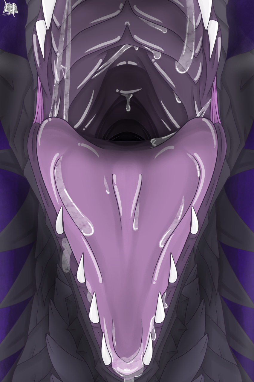 absurd_res alduin bethesda_softworks bodily_fluids digital_media_(artwork) dragon feral hi_res horn leonheart54115 male mouth_shot open_mouth purple_mouth saliva saliva_string scales scalie skyrim solo teeth the_elder_scrolls tongue video_games wyvern