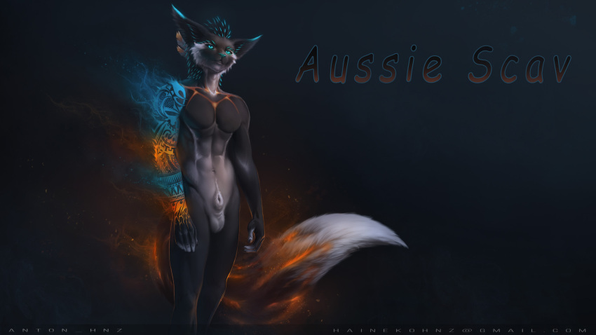 anthro beautiful body canid canine character clock com creek drawing fantasy fox furry gender hi_res hnz invalid_tag male mammal model_sheet paint photoshop portrait poster solo speed tail tattoo watch