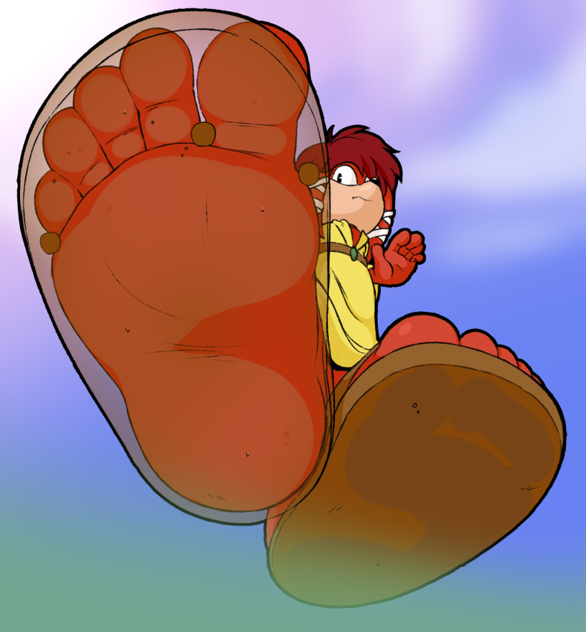 anthro archie_comics bodily_fluids clothing dress echidna feet female foot_focus footwear hair hi_res humanoid_feet imaslowperson knuckles_the_echidna lara-le low-angle_view mammal monotreme red_hair sandals sega soles solo sonic_the_hedgehog_(archie) sonic_the_hedgehog_(comics) sonic_the_hedgehog_(series) sweat sweaty_feet worm's-eye_view