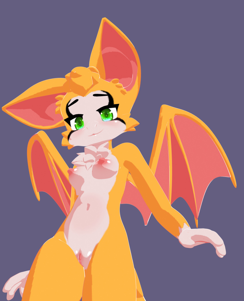 3d_(artwork) anthro bat_wings cel_shading digital_media_(artwork) duo dust:_an_elysian_tail fantasy female fidget_(elysian_tail) genitals green_eyes handjob hi_res highwizard human human_on_anthro interspecies licking male male/female mammal membrane_(anatomy) membranous_wings oral orange_body penile sex shaded size_difference solo tongue tongue_out video_games wings