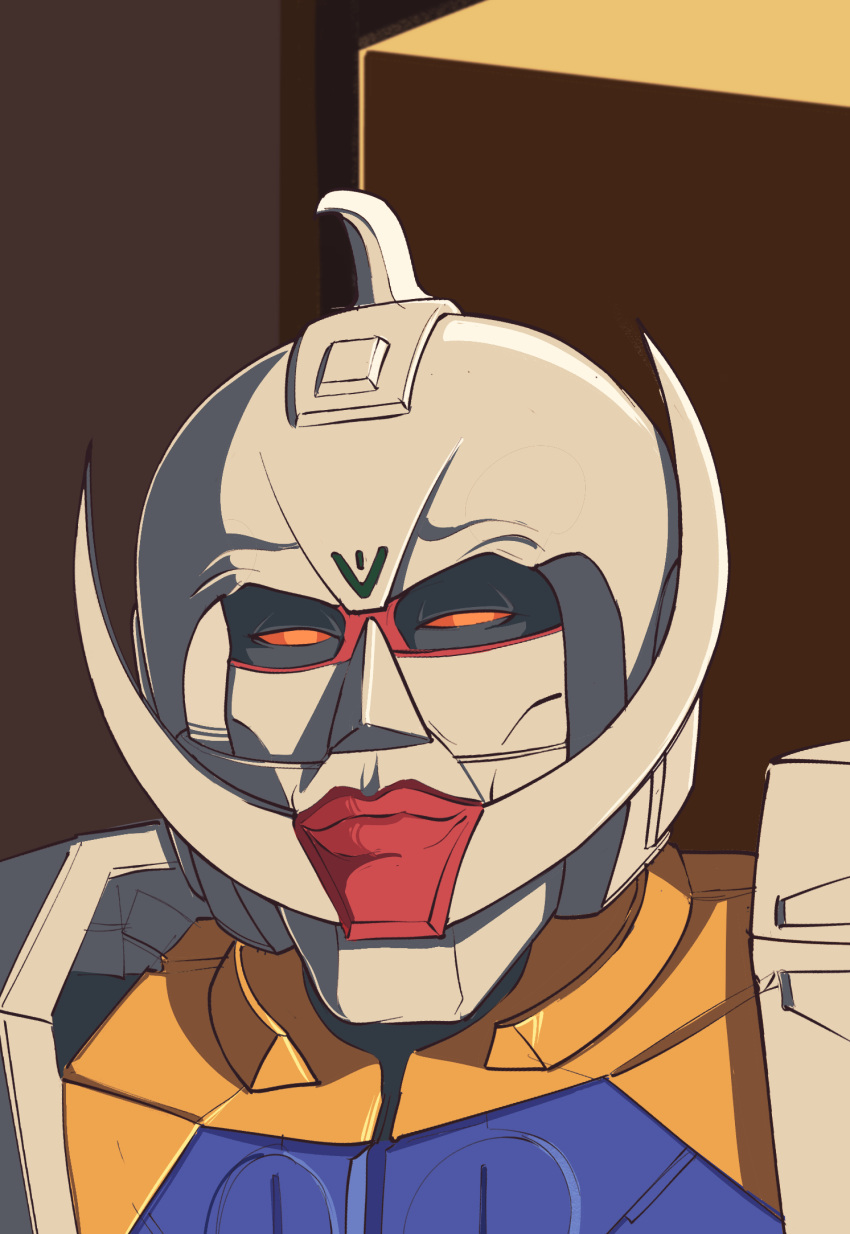 facial_hair furrowed_brow gundam half-closed_eyes highres jacy looking_at_viewer mecha meme mobile_suit mustache my_name_is_skyler_white_yo_(meme) orange_eyes parody robot thick_lips turn_a_gundam turn_a_gundam_(mobile_suit) upper_body