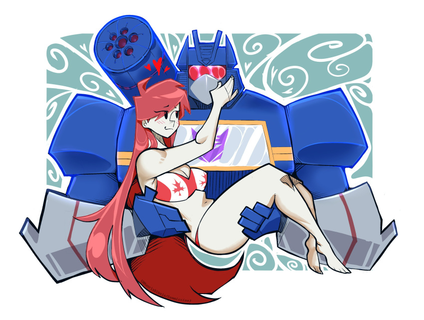 absurd_res alien blue_body blush breasts bridal_carry butt canada canadian_flag canadian_flag_bikini caress caressing_face carrying clothed clothing crossover cybertronian decepticon decepticon_insignia duo faceplate feet female hair hair_over_eye hand_on_face hand_on_hip hand_on_leg hasbro hi_res human humanoid insignia interspecies juliette light_reflection long_hair love machine male male/female mammal maurix_dibuja multicolored_body navel one_eye_obstructed red_hair red_visor robot romantic romantic_ambiance romantic_couple shoulder_cannon skimpy skimpy_bikini smile soundwave story story_in_description takara_tomy thick_thighs transformers visor white_body white_skin wingding_eyes