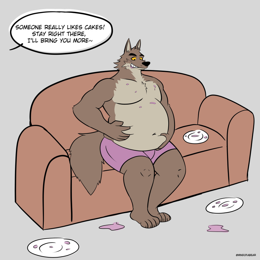 absurd_res anthro belly big_belly cake canid canine canis dessert dreamworks fattytober food hi_res male mammal mindof mr._wolf_(the_bad_guys) overweight overweight_male the_bad_guys weight_gain wolf