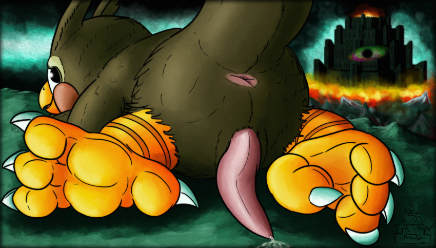 2022 4_toes alternate_version_at_source animal_crossing anisodactyl anthro anus asylum avian barefoot beak bird black_eyes blathers_(animal_crossing) bodily_fluids brown_body brown_feathers butt claws cum detailed_background digital_media_(artwork) erection feathers feet fire fol genital_fluids genitals hi_res leaking_cum looking_at_viewer looking_back looking_back_at_viewer lying male nintendo nude on_front open_mouth owl penis pink_anus pink_penis precum presenting presenting_hindquarters raised_tail red_cheeks smile soles solo talons tan_body tan_feathers tapering_penis toe_claws toes video_games