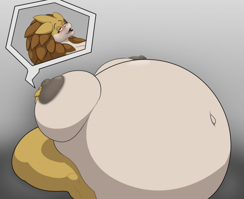 anthro belly big_belly big_breasts big_butt big_nipples blush breasts butt female generation_1_pokemon huge_breasts huge_butt hyper hyper_belly hyper_breasts navel nintendo nipples nude pokemon pokemon_(species) sandpancake sandslash simple_background solo thick_thighs video_games zrtzert