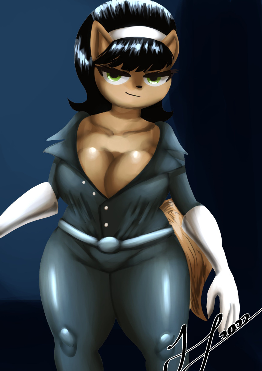2022 absurd_res anthro breasts cleavage cleavage_overflow clothed clothing colored domestic_cat felid feline felis female front_view hi_res jimbolettuceman kitty_katswell looking_at_viewer mammal nickelodeon open_clothing open_topwear portrait shaded signature solo standing t.u.f.f._puppy three-quarter_portrait tight_clothing topwear unbuttoned_topwear
