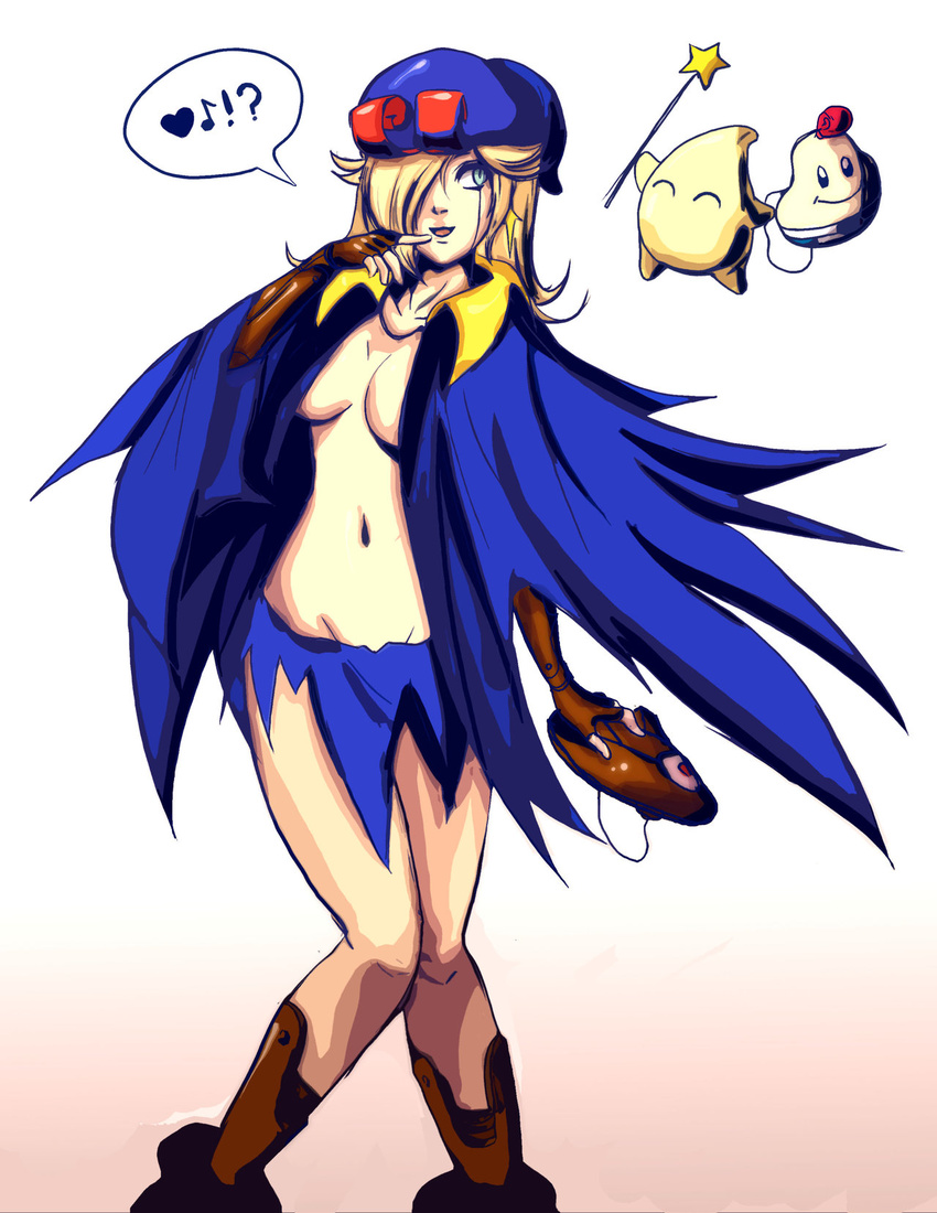 blonde_hair breasts chiko_(mario) cleavage cloak commentary cosplay english_commentary geno_(mario) geno_(mario)_(cosplay) gloves hair_over_one_eye highres jay_phenrix mario_(series) mask md5_mismatch medium_breasts resized rosetta_(mario) solo super_mario_bros. super_mario_rpg upscaled wand