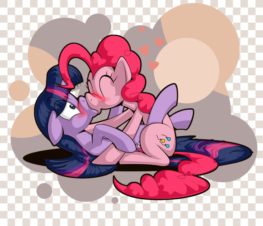 &lt;3 2012 abstract_background bent_over black_outline blush caencel checkered_background cutie_mark digital_drawing_(artwork) digital_media_(artwork) duo earth_pony equid equine eye_through_hair eyebrow_through_hair eyebrows eyelashes eyes_closed face_squish female female/female feral feral_on_feral friendship_is_magic fur hair hasbro hi_res hooves horn horse kiss_on_lips kissing legs_in_air legs_up looking_at_another looking_up_at_another love lying mammal multicolored_hair multicolored_tail my_little_pony on_back outline pattern_background pink_body pink_fur pink_hair pink_tail pinkie_pie_(mlp) pinned pony purple_body purple_eyes purple_fur purple_hair purple_tail quadruped questionable_consent raised_eyebrows raised_hoof simple_background sitting sitting_on_ground squish surprise surprise_kiss surprised_expression translucent translucent_hair twilight_sparkle_(mlp) unicorn unicorn_horn wide_eyed