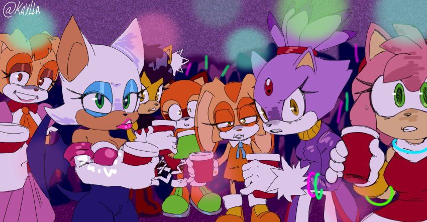 amy_rose anthro blaze_the_cat chiropteran cream_the_rabbit eulipotyphlan female group hedgehog hi_res honey_the_cat kayllacat lagomorph leporid mammal marine_the_raccoon procyonid rabbit raccoon rouge_the_bat sega sonic_the_fighters sonic_the_hedgehog_(series) vanilla_the_rabbit