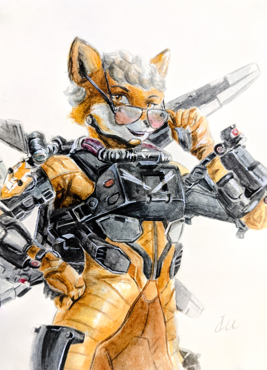 absurd_res animal_humanoid anthro apex_legends canid canid_humanoid canine canine_humanoid eyewear female fox fox_humanoid glasses hand_on_glasses hand_on_hip hi_res humanoid ichinoseura mammal mammal_humanoid smile smiling_at_viewer solo solo_focus warrior warriorcunt