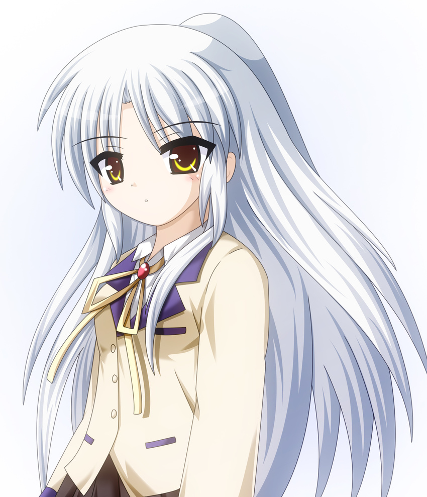 angel_beats! bad_id bad_pixiv_id highres long_hair nekoman_(nukomann) school_uniform solo tenshi_(angel_beats!) white_hair yellow_eyes