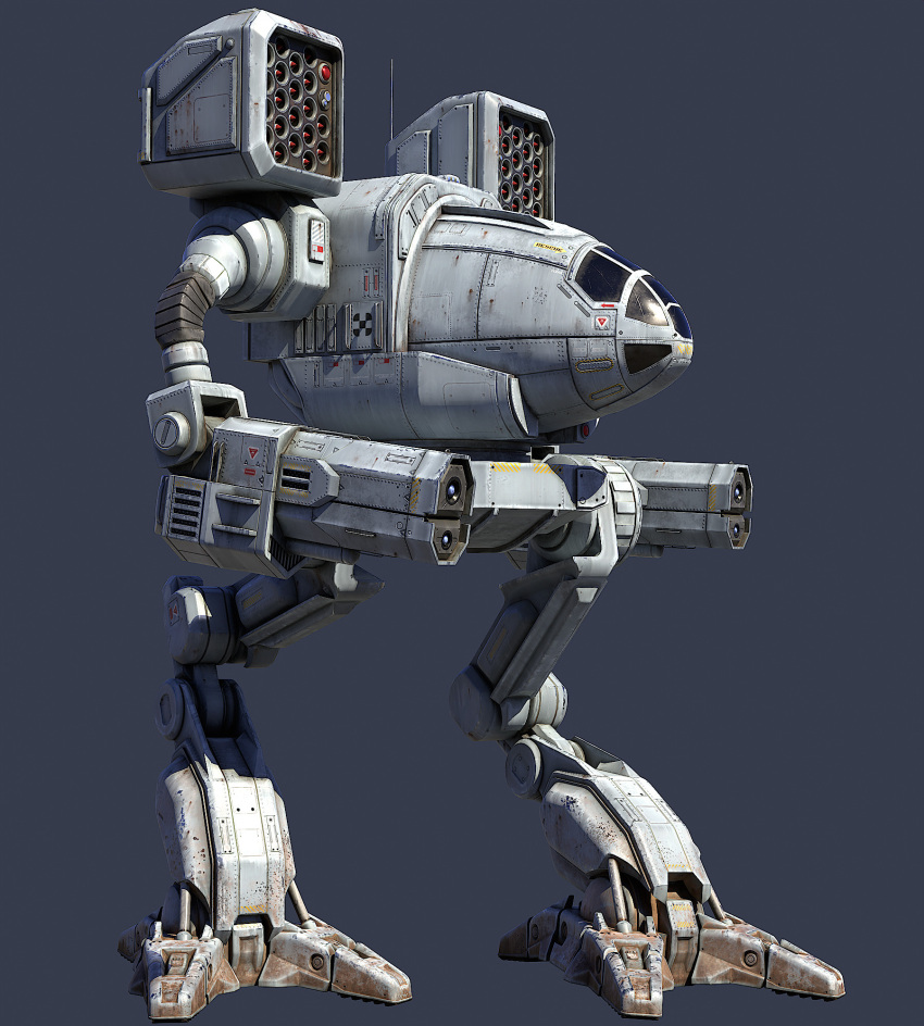 3d arm_cannon battletech concept_art energy_cannon english_commentary highres machinery mad_cat_(battletech) mecha missile_pod no_humans radio_antenna realistic robot science_fiction solo vertexnormal walker weapon window