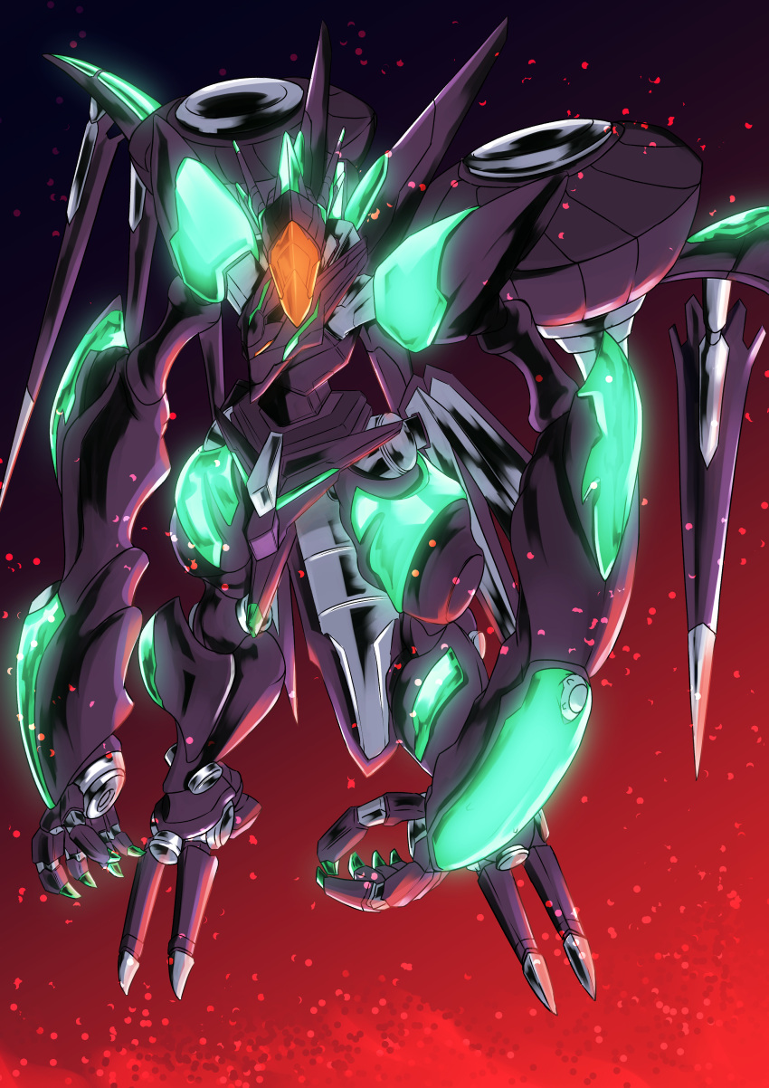 absurdres chikuwa_1st_koujou claws crystal floating flying glowing highres mark_nicht mecha mechanical_wings no_humans robot science_fiction solo soukyuu_no_fafner wings