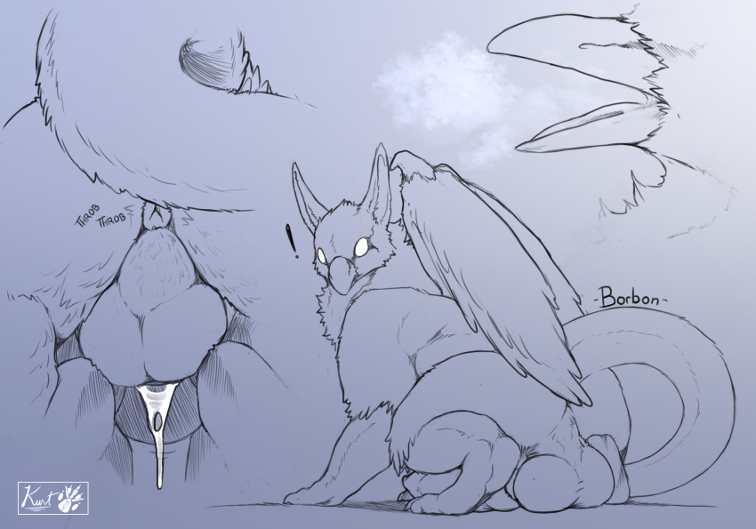 anthro anthro_on_feral anus avian balls bestiality big_balls bird bodily_fluids borbon_(geno28) breath corvid cum duo feral genital_fluids genitals geno28_(artist) gryphon hi_res huge_balls hyper hyper_balls hyper_genitalia leaking_cum looking_at_viewer male male/male mythological_avian mythology oscine passerine raised_tail sex sitting solo tagme tail throbbing watermark wings