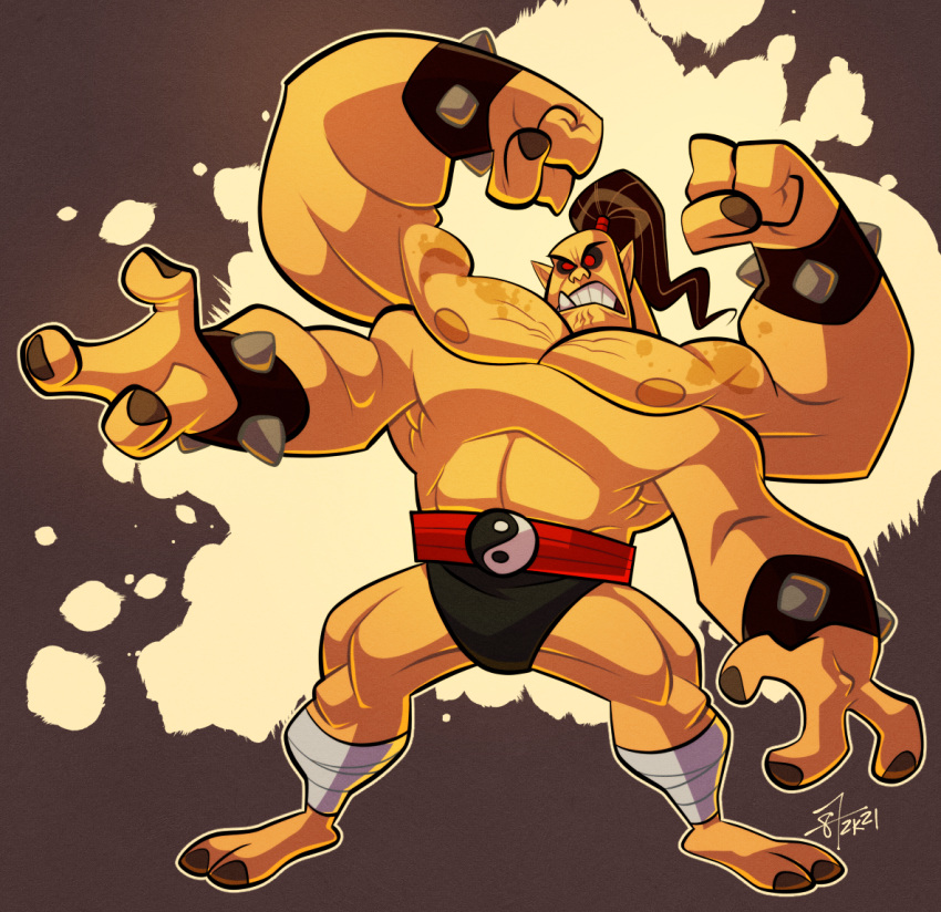 2_toes 3_fingers 4_arms 87octane biped feet fingers goro_(mortal_kombat) hair humanoid humanoid_pointy_ears male mortal_kombat multi_arm multi_limb muscular muscular_humanoid muscular_male not_furry solo toes