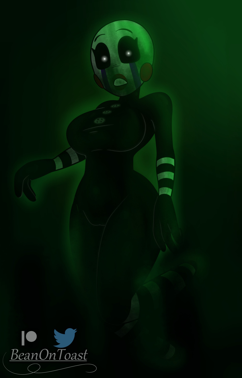 2023 3_fingers abstract_background absurd_res animatronic artist_name beanontoast big_breasts black_body black_sclera breasts button_(fastener) camel_toe curvy_figure digital_drawing_(artwork) digital_media_(artwork) eyelashes female fingers five_nights_at_freddy's five_nights_at_freddy's_3 hi_res humanoid looking_at_viewer machine phantom_marionette_(fnaf) robot robot_humanoid scottgames solo thick_thighs voluptuous watermark white_eyes wide_hips