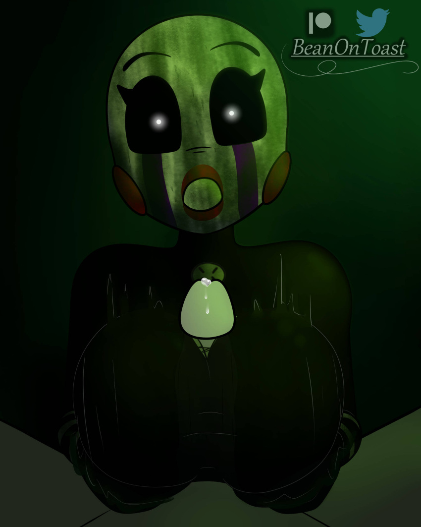 2023 abstract_background absurd_res animatronic artist_name beanontoast big_breasts black_body black_sclera bodily_fluids breast_play breasts button_(fastener) digital_drawing_(artwork) digital_media_(artwork) duo erection eyelashes female first_person_view five_nights_at_freddy's five_nights_at_freddy's_3 genital_fluids genitals hi_res holding_breast humanoid looking_at_viewer machine male male/female male_pov penis phantom_marionette_(fnaf) pov_eye_contact precum robot robot_humanoid scottgames sex titfuck watermark white_eyes