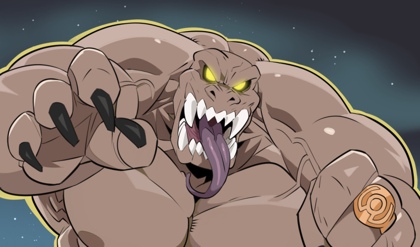 alien alien_humanoid arkillo biceps claws cropped dc_comics green_lantern_(series) humanoid male muscular muscular_humanoid muscular_male nipples pecs ring scalie sharp_teeth solo space teeth thymilph tongue tongue_out vein veiny_muscles yellow_eyes