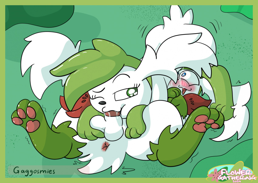 69_position anus balls digital_media_(artwork) duo female female_on_top feral gaggosmies generation_4_pokemon genitals hi_res legendary_pokemon looking_back lying male male/female nintendo on_back on_top oral penis pokemon pokemon_(species) sex shaymin sky_forme_shaymin