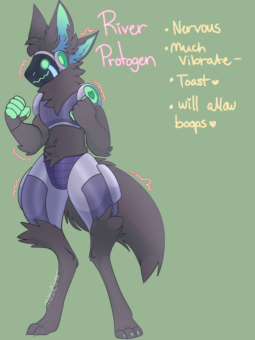 &lt;3 absurd_res ambiguous_gender anthro hi_res machine male mini_(mini_river) mini_river multi_ear protogen shaking solo standing visor