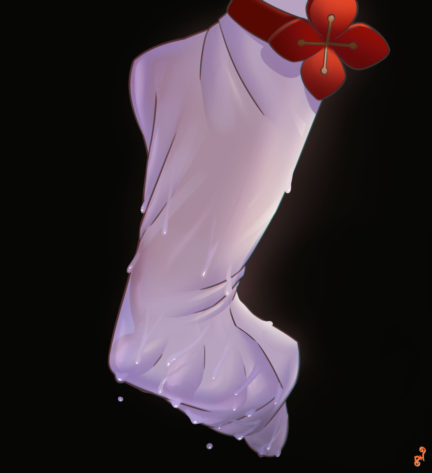 1girl absurdres anklet artist_logo black_background close-up english_commentary feet feet_only foot_focus genshin_impact highres hu_tao_(genshin_impact) jewelry mohoshadream no_shoes shadow simple_background socks solo spread_toes toes water wet wet_socks white_socks