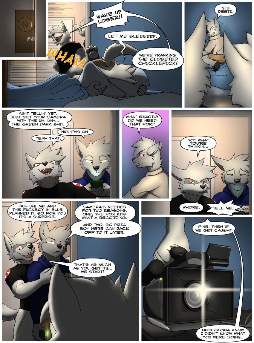 absurd_res bed blush camera comic darth_vader_sanchez_(housepets!) furniture hi_res housepets! male north_star_(housepets!) rockstar_hawk_(housepets!) trashbadger webcomic