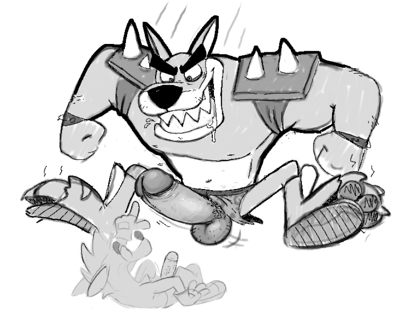 activision anthro butt crash_bandicoot crash_bandicoot_(series) duo erection fur genitals imminent_sex jumping male male/male penis sobek_(artist) tiny_tiger video_games