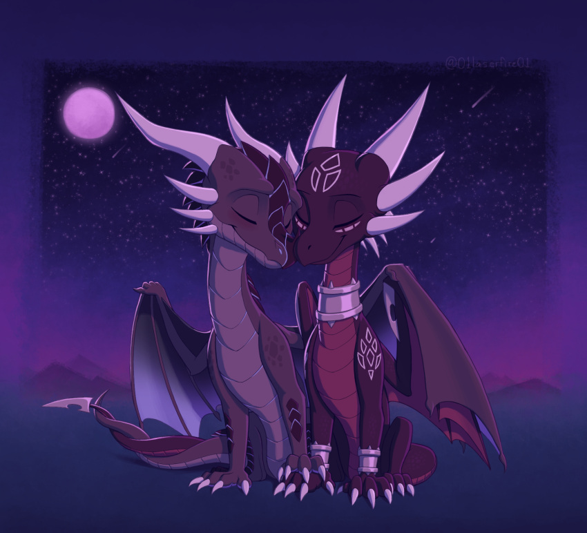 activision blush coiled_tails cynder dragon duo female feral hi_res laser-fire love male male/female nuzzling romantic romantic_couple sitting spyro_the_dragon tail_coil using_wings video_games wing_hug wings xero_(captainscales)