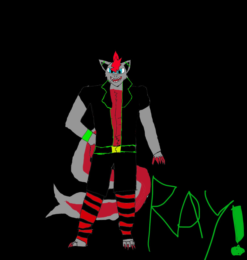 anthro fish hi_res humanoid hyaenid male mammal marine punk ray/silva shark silva(ray) solo