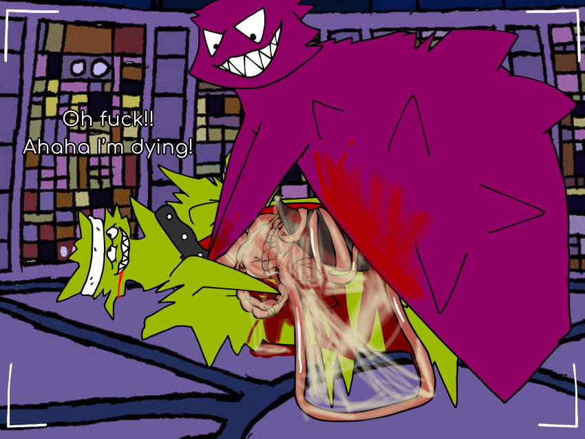 adult_swim alien aqua_teen_hunger_force blood blood_in_mouth bodily_fluids cartoon_network cum cum_in_stomach dark_purple_skin death defeated duo dying emory_(athf) fan_character forced genital_fluids gore green_body green_skin grimace grotesque grotesque_death gurokappa gut_fuck gut_fucking guts hi_res intestines knife male male/male mammal organs plutonian_(athf) rape rape_face raping recording sex spacecraft taradoggo vehicle warner_brothers