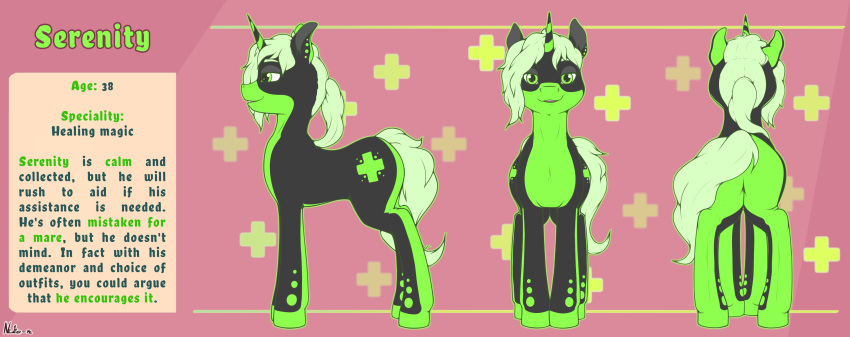 2022 absurd_res black_body cutie_mark equid equine fan_character feral girly green_eyes hasbro hi_res horn male mammal model_sheet my_little_pony neko-me serenity_(shifty) solo unicorn