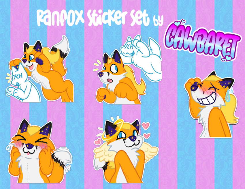 absurd_res canid canine fox hi_res mammal pack plushie sticker telegram