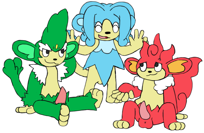 2022 3_toes 5_fingers anthro digital_media_(artwork) feet female fingers generation_5_pokemon genitals group hair hi_res male nintendo nude penis pokemon pokemon_(species) pussy secretsableye simipour simisage simisear smile toes trio video_games