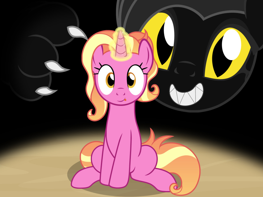 absurd_res badumsquish equid equine fan_character felid feral friendship_is_magic glowing hair hasbro hi_res horn kohl_(oc) luster_dawn_(mlp) mammal my_little_pony mythological_sphinx mythology orange_hair selfie sharp_teeth smile teeth tongue tongue_out unicorn yellow_eyes yellow_sclera